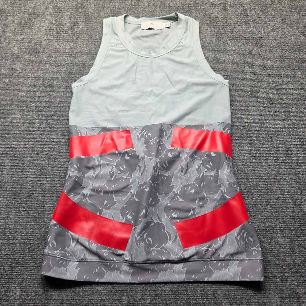 Adidas by Stella McCartney Floral Racerback Tank Top Blue Grey Red S02944 Mens M